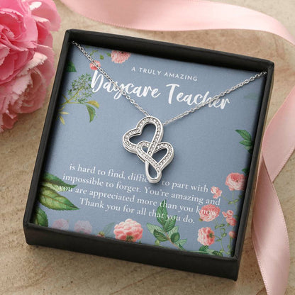 Daycare Teacher Gift For Daycare Provider Gifts Daycare Thank You Gifts Preschool Teacher Gift Thank You Gift Daycare 1 Double Hearts Necklace