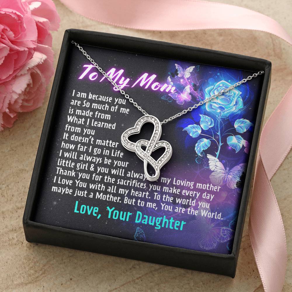 Gift For Mom -  Double Hearts Necklace