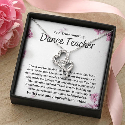 Dance Teacher - Double Heart Double Hearts Necklace