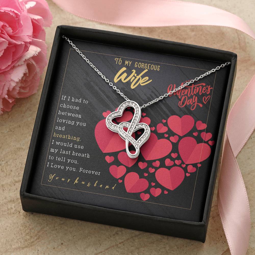 For Gorgeous Wife Double Hearts Necklace