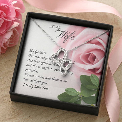 To My Wife Necklace Double Hearts Love Birthday Anniversary Christmas Gift Double Hearts Necklace