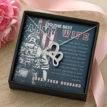To The Best Army Wife - Double Hearts Double Hearts Necklace