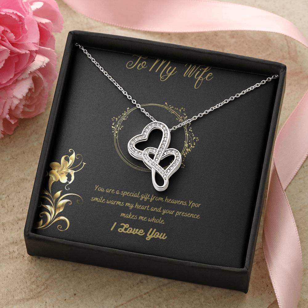 To My Wife Necklacegift Form Husband To Wife. Anniversary Gift From Husband To Wife. Birthday Gift For Wife. Gift For  Double Hearts Necklace