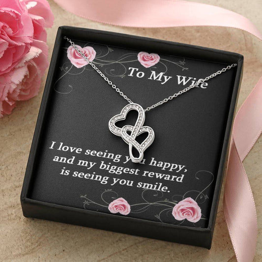 To My Wife Necklace - Anniversary Gift For Wife Birthday Gift For Wife Gift For Wife Necklace For Wife Gift For Wife B 2 Double Hearts Necklace