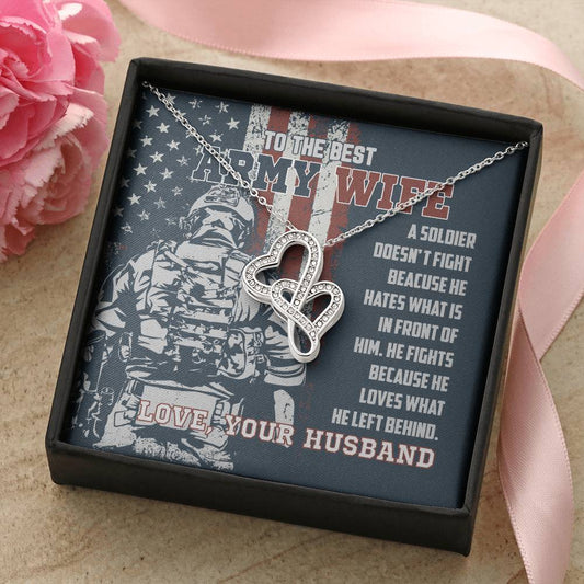 To The Best Army Wife Double Hearts Necklace