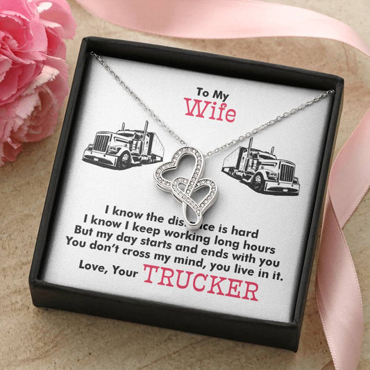 Trucker's Wife -  Double Hearts Necklace