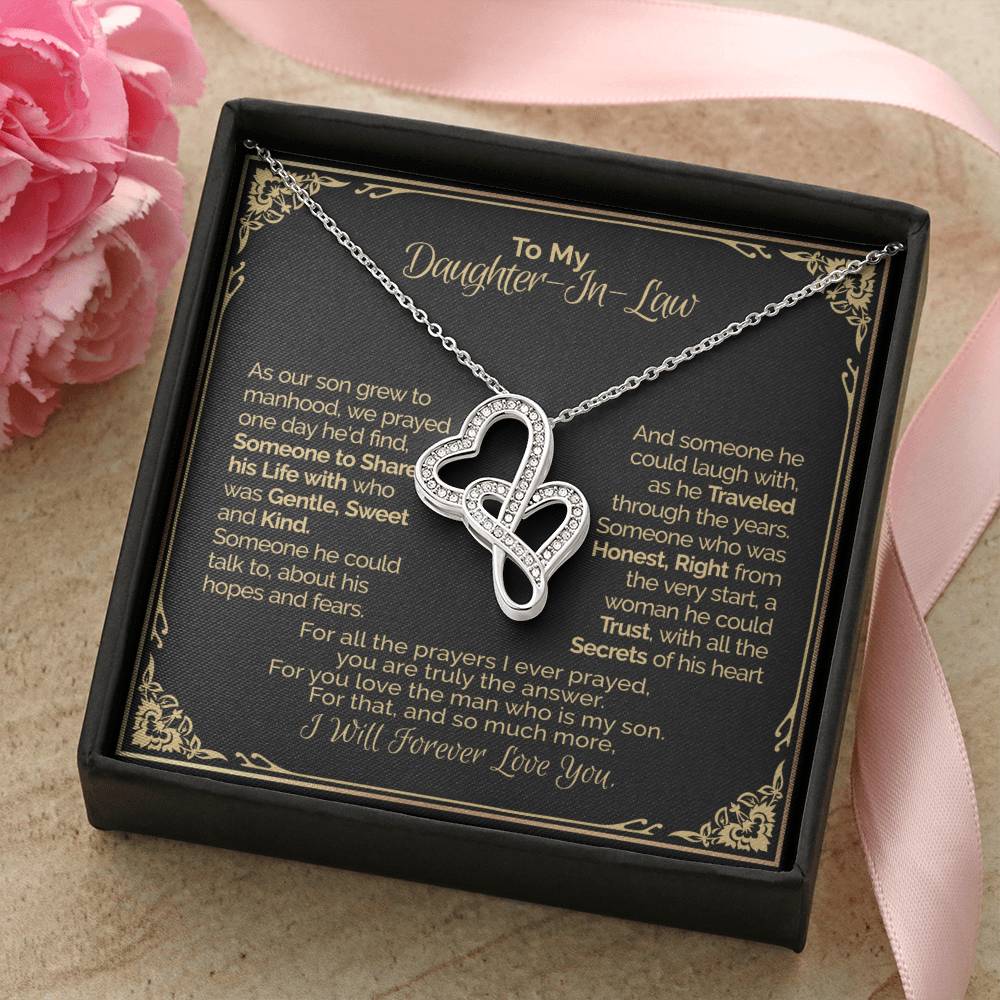 A Gift For Daughter In Law  - You Are Truly The Answer Double Hearts Necklace