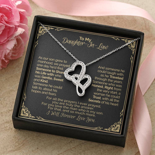 A Gift For Daughter In Law  - You Are Truly The Answer Double Hearts Necklace