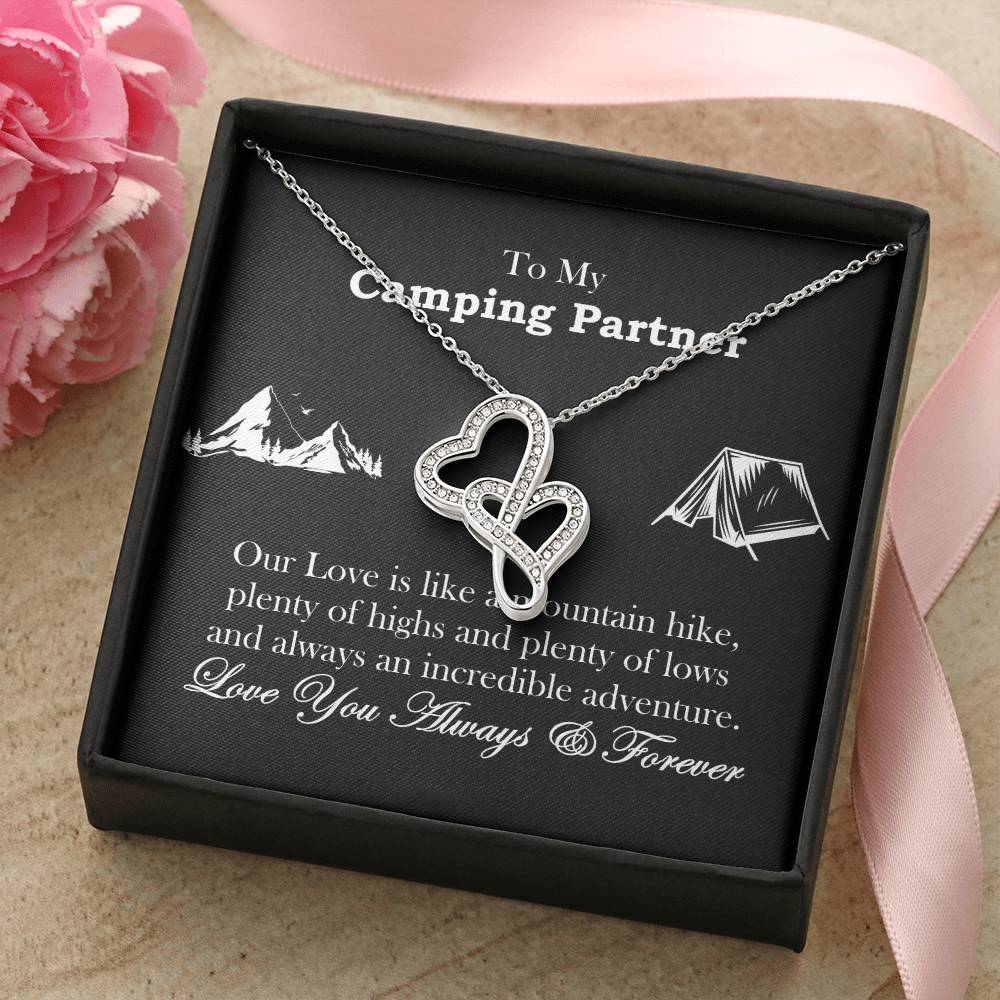 Camping Partner  Double Hearts Necklace