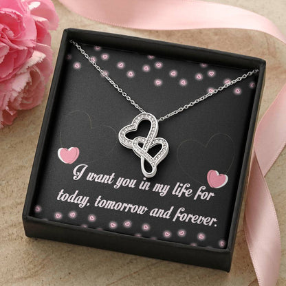 Gift For Girlfriend Double Hearts Necklace