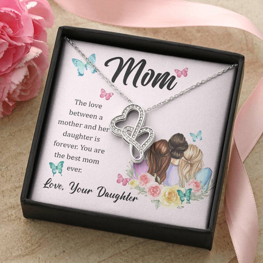 Gift For Mom From Daughter -  Double Hearts Necklace