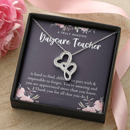 Daycare Teacher Gift For Daycare Provider Gifts Daycare Thank You Gifts Preschool Teacher Gift Thank You Gift Daycare Double Hearts Necklace