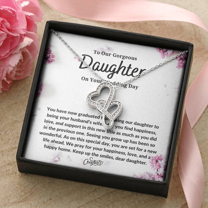 Daughter On Wedding Day - Double Hearts Double Hearts Necklace
