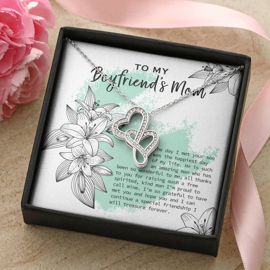 Gift For Boyfriend's Mom To My Boyfriend's Mom Boyfriend's Mom Gift Mother's Day Birthday Gift Women's Jewelry Gift Double Hearts Necklace