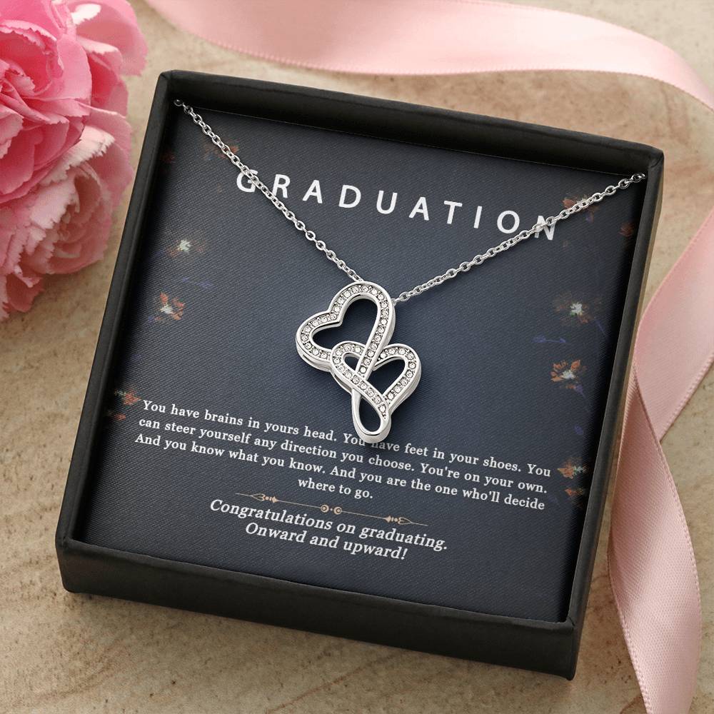 Editing Graduation Gifts For Her Necklace - Best Gift For Her On Graduation Motivational Necklace New Grad Jewelry Gif Double Hearts Necklace
