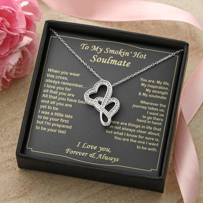 Double Heart Gift - To My Soulmate Necklace Gift For Her Anniversary Necklace Soulmate Gift Valentine's Gift - Birthda Double Hearts Necklace
