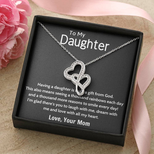 Daughter Gift Necklace Daughter Birthday Gift Gift For Daughter Daughter Jewelry 9 Double Hearts Necklace
