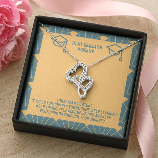 Double Heart Necklace For Daughter - Today Is A Milestone Double Hearts Necklace