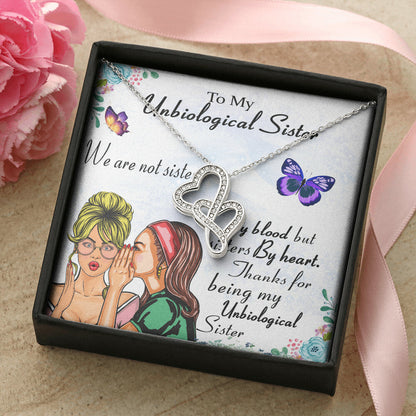 Unbiological Sister Necklace • Soul Sister • Big Little Sorority • Sister In Law Necklace • Step Sister Gift • Tribe N Double Hearts Necklace