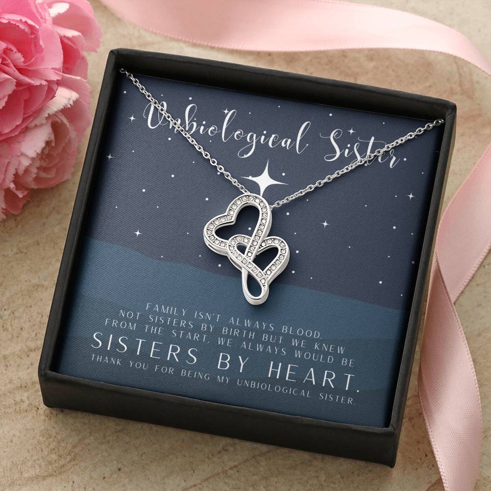 Unbiological Sister Necklace Unbiological Sister Gift Best Friend Necklace Big Little Sorority Soul Sister Bridesmaid  1 Double Hearts Necklace