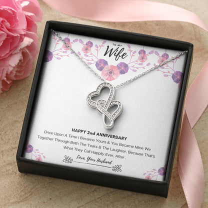 Wedding Anniversary Gift For Wife 1 Double Hearts Necklace