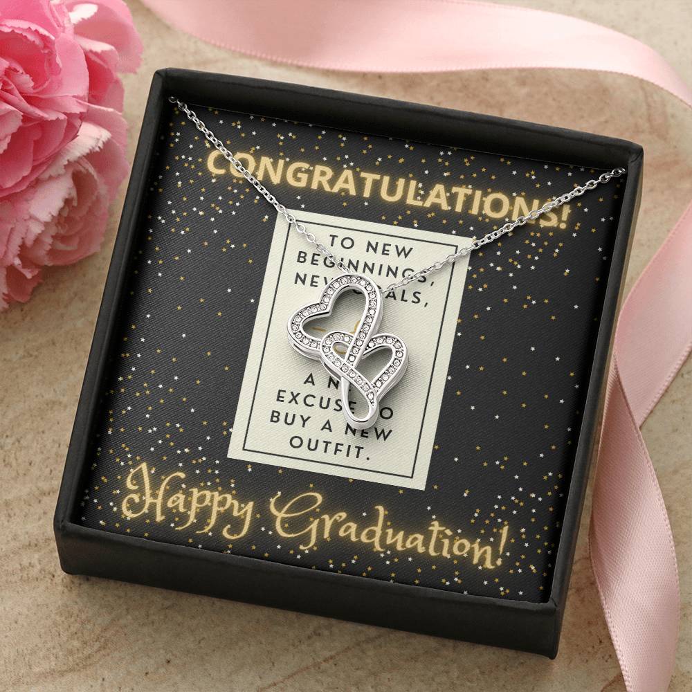 Congratulations I Am So Proud Of You Birthstone Necklace - Graduation Gift Necklace Graduation Gift For Her College Gr Double Hearts Necklace