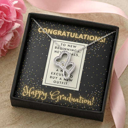 Congratulations I Am So Proud Of You Birthstone Necklace - Graduation Gift Necklace Graduation Gift For Her College Gr Double Hearts Necklace
