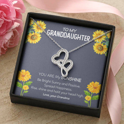 You Are My Sunshine - Special Gift For Granddaughter Double Hearts Necklace