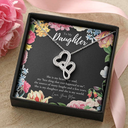Daughter Gift  To My Daughter Necklace From Mom  To My Daughter Necklace  Gift For Daughter From Mom Double Hearts Necklace
