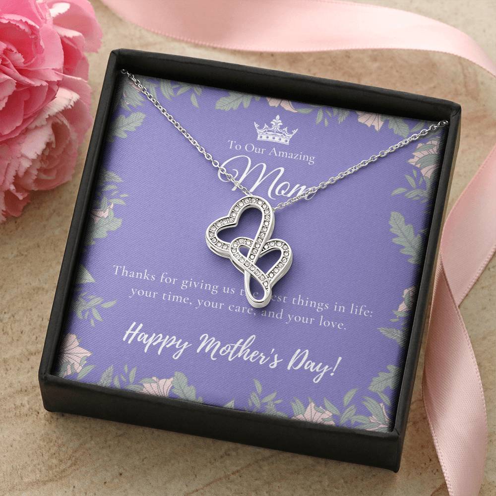 To Our Amazing Mom Necklace  Happy Mother’S Day Gift  Personalized Mom Gift  Mothers Necklace  Gift For Mom  Best Mom  1 Double Hearts Necklace