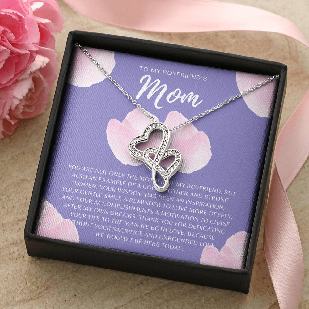 Gift For Boyfriend's Mom  Boyfriend's Mom Necklace  To My Boyfriend’S Mom Gift  Mother’S Day Gift For Boyfriend's Mom Double Hearts Necklace