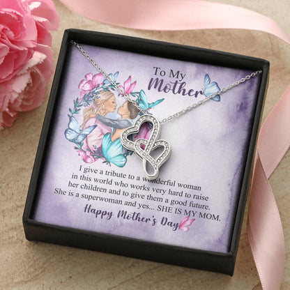 Birthday Gift For Mother Mother Gift Necklace Christmas Gift Meaningful Mother Gift 3 Double Hearts Necklace