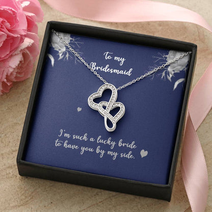 Bridesmaid Lucky Bride Double Hearts Double Hearts Necklace