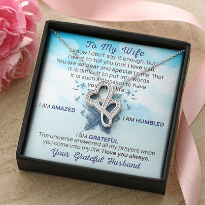 To My Wife Heart To Heart My Wife Necklace To My Queen To My Wonderful Wife Wife Birthday Gift Valentines Day Gift For Double Hearts Necklace