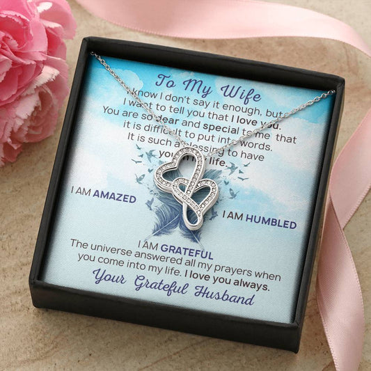 To My Wife Heart To Heart My Wife Necklace To My Queen To My Wonderful Wife Wife Birthday Gift Valentines Day Gift For Double Hearts Necklace