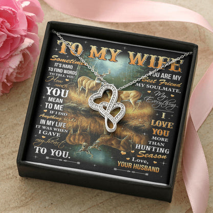To My Wife-Double Joined Hearts Pendant Double Hearts Necklace