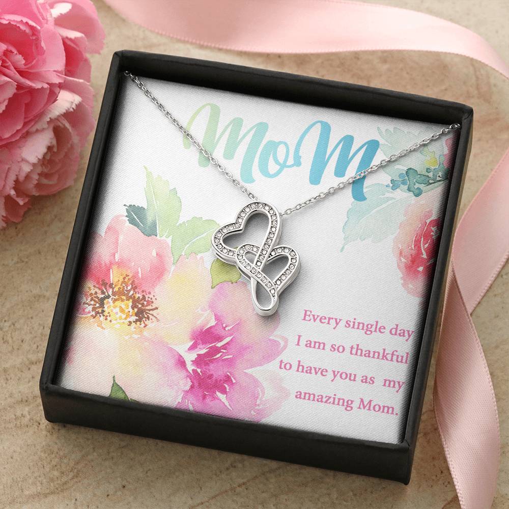 Amazing Mom  Gift Double Hearts Necklace
