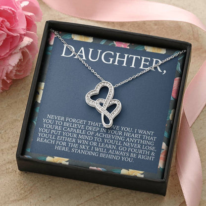 Daughter Necklace - Mother Daughter Jewelry Gift Daughter Wedding Gift Graduation Birthday Meaningful Interlocking Nec Double Hearts Necklace