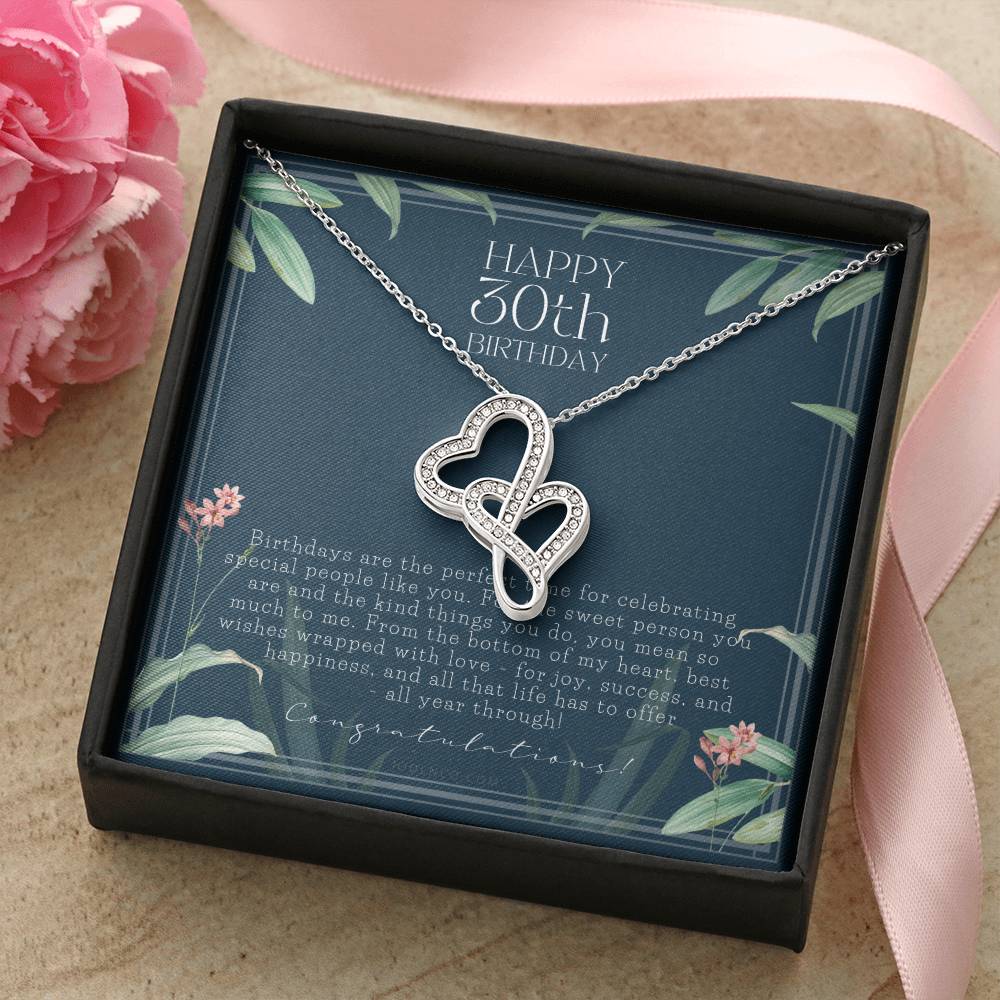 30Th Birthday Gifts For Women  Necklace For Her  3 Decade Jewelry  30 Years Old  30Th Birthday Gift Necklace  Jewelry  1 Double Hearts Necklace