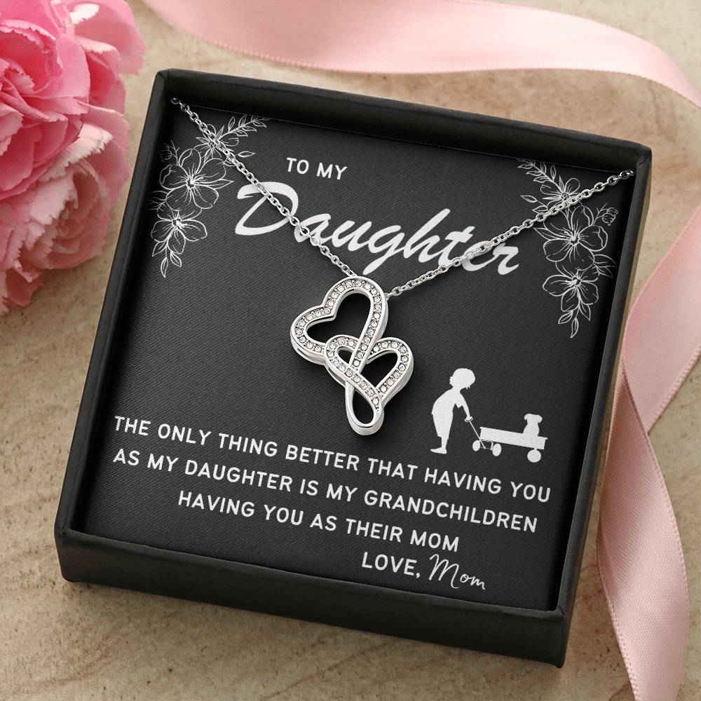 Forever Love Necklace. Perfect Gift For Your Daughter. Double Hearts Necklace