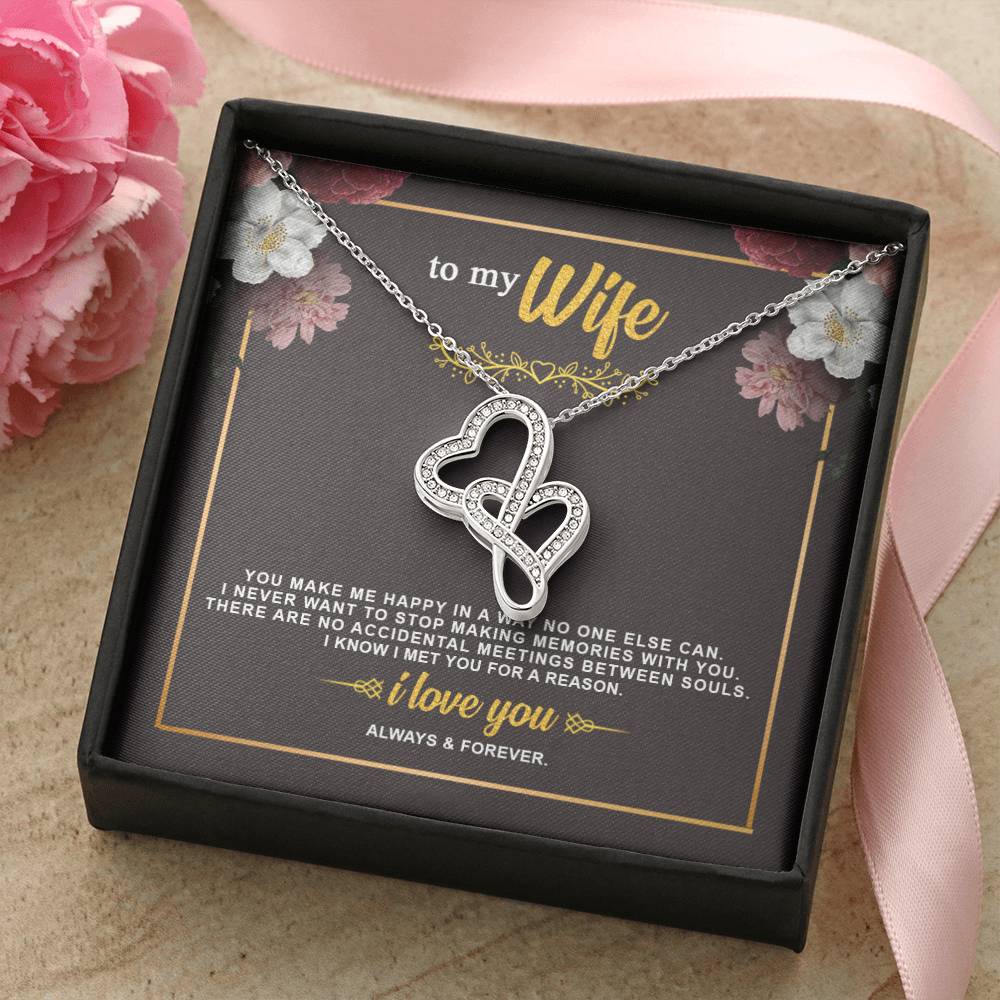 To My Wife Necklace  Anniversary Gift For Wife Birthday Gift For Wife Necklace For Wife Gift For Wife Birthday Wife Gi Double Hearts Necklace