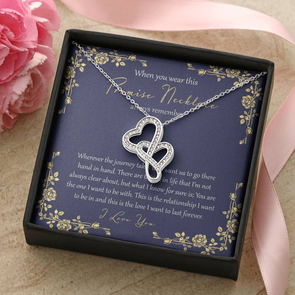 Wherever This Journey Takes Us - Navy Double Hearts Necklace