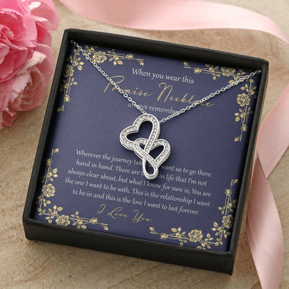 Wherever This Journey Takes Us - Navy Double Hearts Necklace