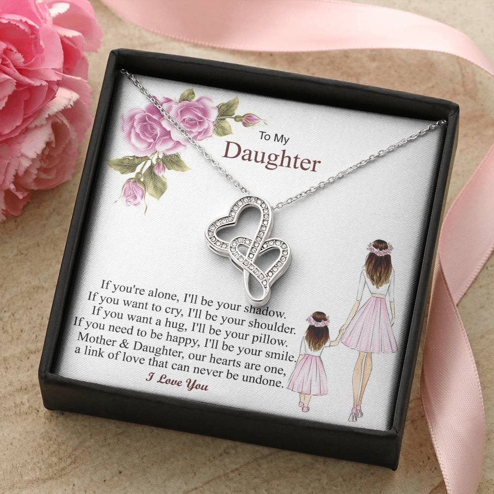 Gift For Daughter From Mon Daughter - Necklace Double Hearts Necklace