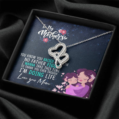Dear Mom I Love You So Much Double Hearts Necklace