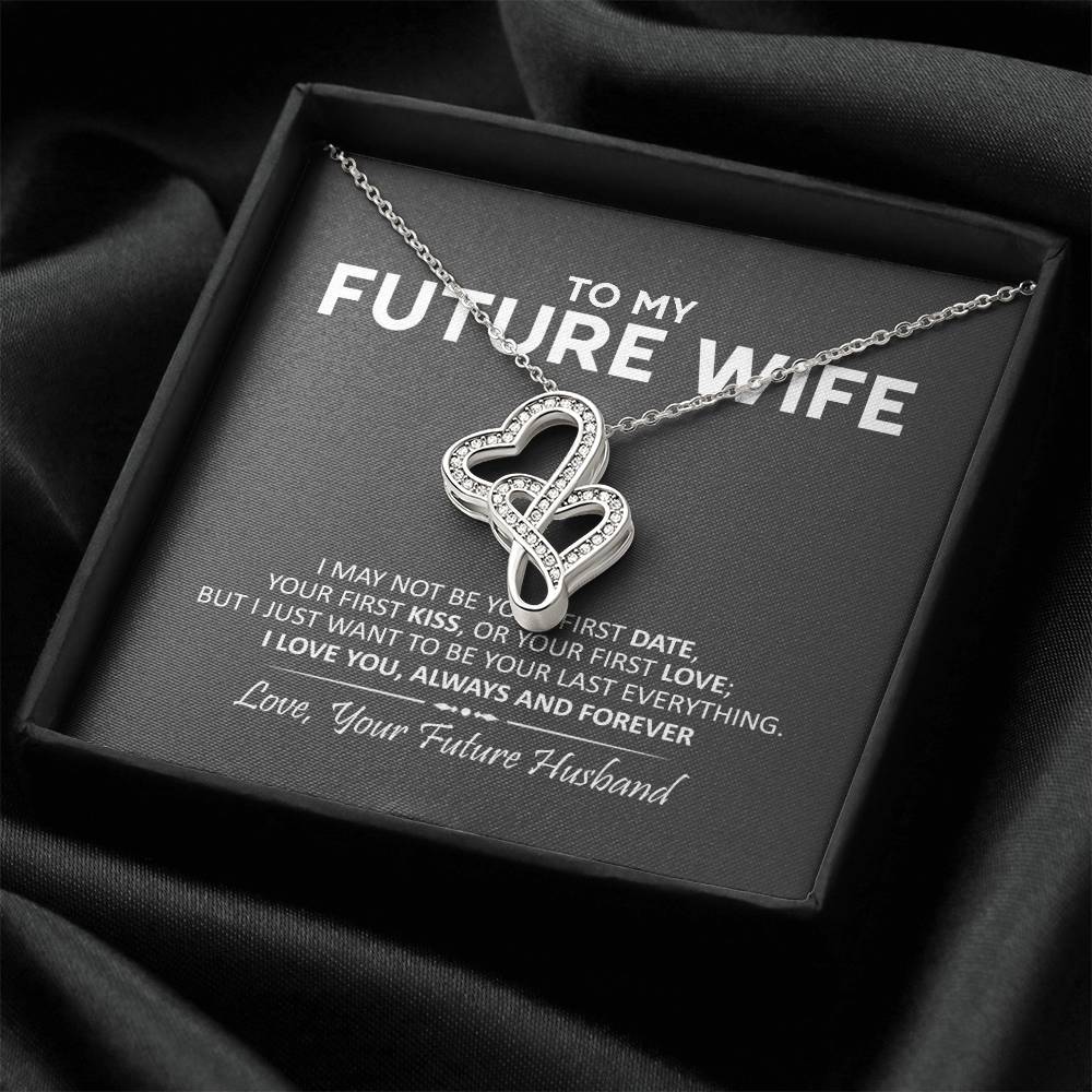 To My Wife Necklace - I Love You Gift For Wife Anniversary Necklace Necklace For Wife Gift For Wife Birthday Valentine Double Hearts Necklace