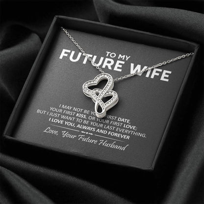 To My Wife Necklace - I Love You Gift For Wife Anniversary Necklace Necklace For Wife Gift For Wife Birthday Valentine Double Hearts Necklace