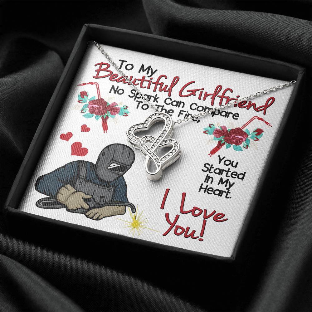 Welder's Girlfriend -  Double Hearts Necklace