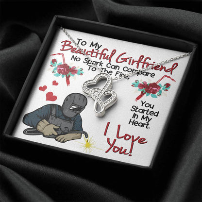 Welder's Girlfriend -  Double Hearts Necklace