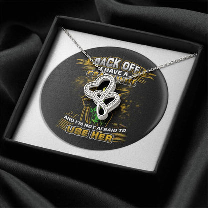 Back Off I Have A Crazy Wife Double Hearts Necklace
